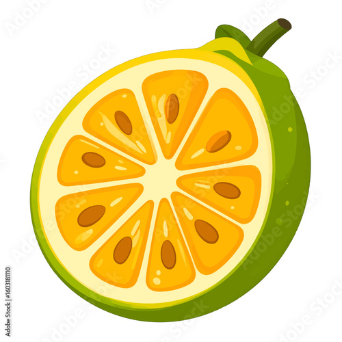 Colorful Lemon Slice Isolated On White Background
