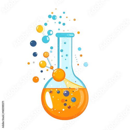 Colorful Cartoon Chemistry Flask Illustration