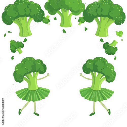 Broccoli Characters Dancing in a Cute Ballet Dress