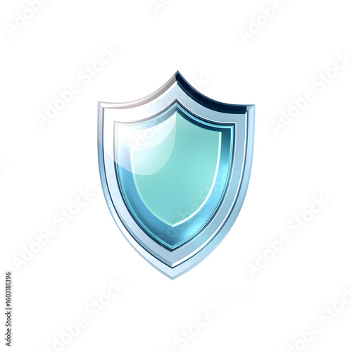 Free Download Secure shield, 3D illustration, glossy plastic material, soft shadows, white background. Generative AI - GFXLoad