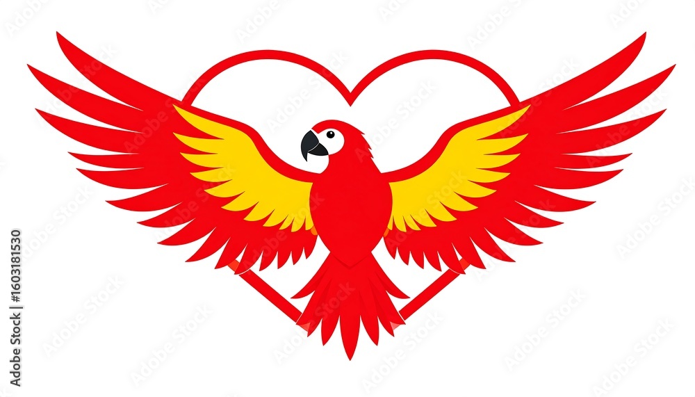 Fototapeta premium Red parrot in heart shape
