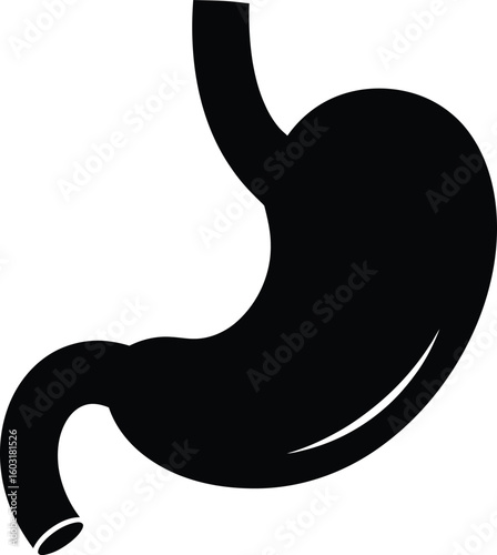 Black silhouette of the human stomach organ
