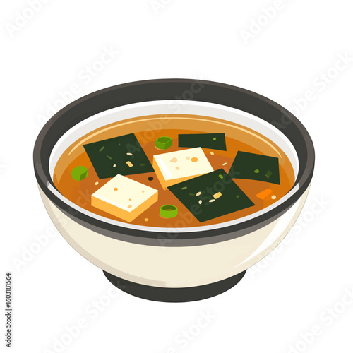 Bowl Of Miso Soup With Tofu And Seaweed