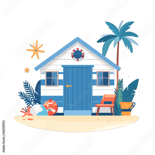 Cartoon Beach Hut Illustration