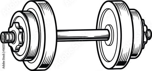 Vintage adjustable dumbbell with star collars