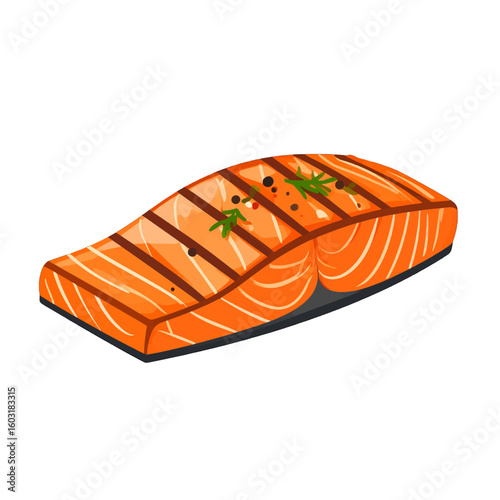 Grilled Salmon Steak Illustration