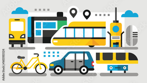 Transportation Modes and Vehicles Icon Set