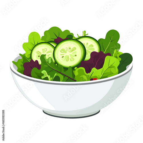 Colorful Fresh Vegetable Salad In White Bowl