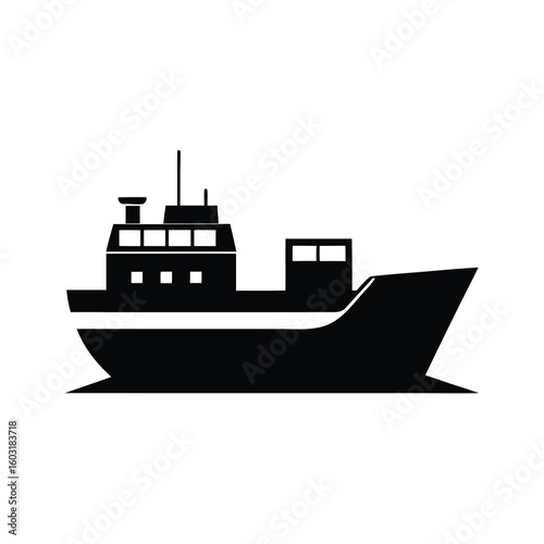 Black silhouette of a cargo ship vector