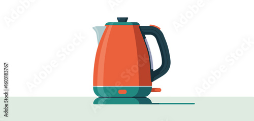 Bright orange electric kettle with teal accents