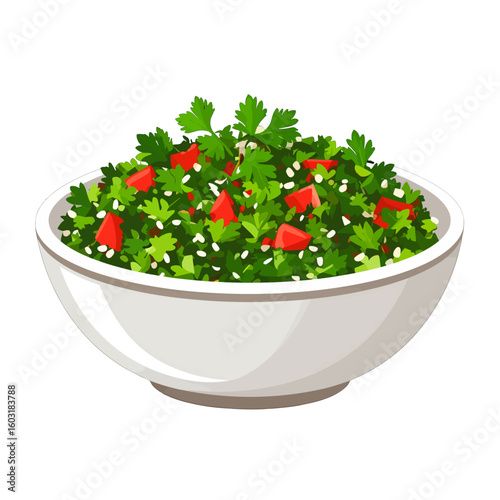 Fresh Tabbouleh Salad In White Bowl
