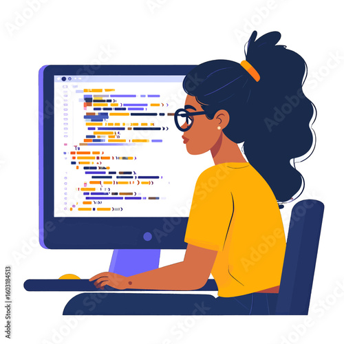 Woman Programmer Coding On Computer