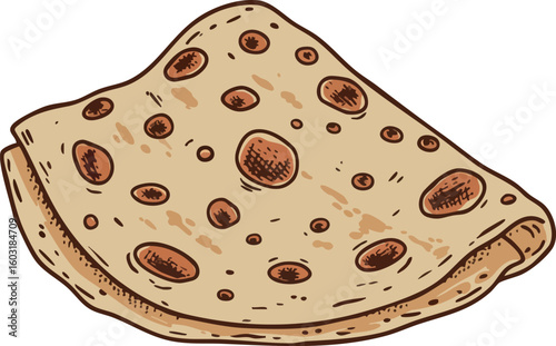 Indian Chapati Flatbread Traditional Whole Wheat Food Illustration Vector