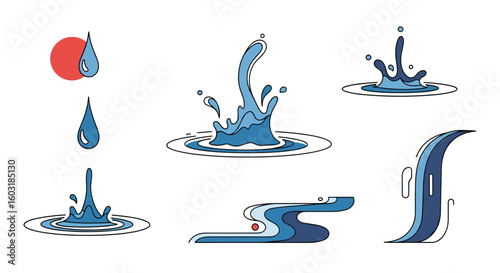 Collection of Water Splash and Droplet Animations for Visual Effects and Motion Graphics Projects