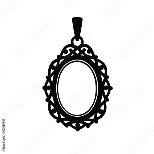 Ornate oval gemstone pendant silhouette filigree