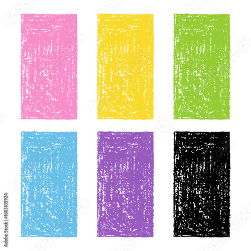 Collection of Design Elements Hand-drawn Vertical Rectangles of Different Colors Isolated on White Backdrop. Style of Children's Drawing.