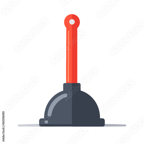 Simple Red Handle Grey Plunger Icon