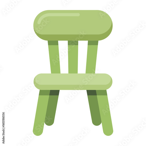 Simple green wooden chair for children
