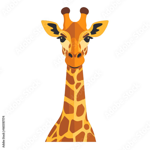 Giraffe Portrait In Flat Design