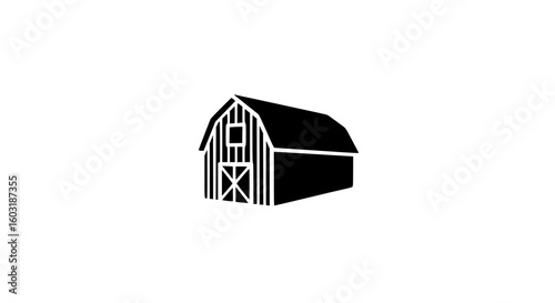 Barn black and white minimalist icon