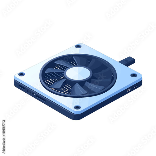 Isometric Graphics Card With Cooling Fan