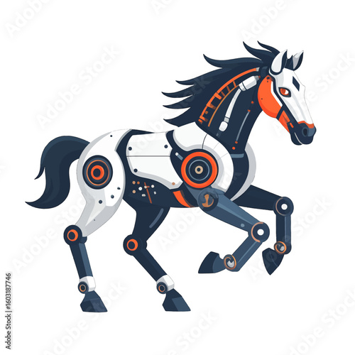 Futuristic Pixel Art Horse Robot