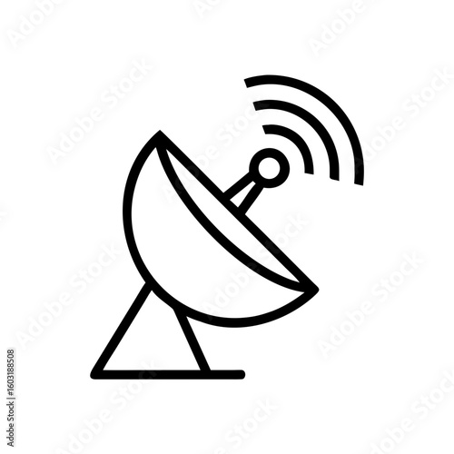 Satellite dish antenna vector icon for communication and broadcast use