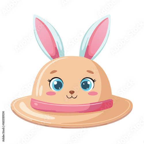 Hat with bunny ears in kawaii-style vector illustration
