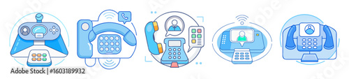 Modern Communication Technology Icon Set

