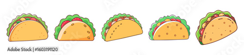 Tasty Taco Collection – Mexican Food & Fast-Food Vector Icons

