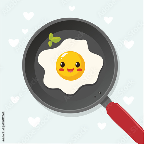 fried egg in a frying pan