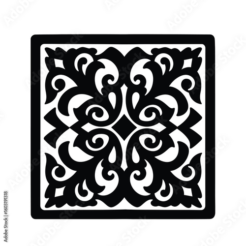 Ornate black floral pattern on white vector