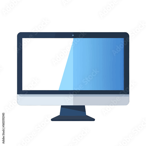 Flat Design Computer Monitor With Blue Gradient Screen