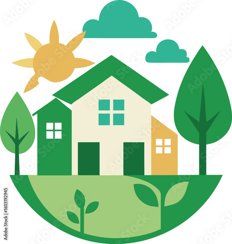 Set of eco friendly house icons vector