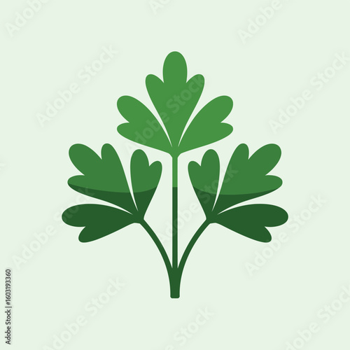 Stylized green parsley leaves icon on light green background