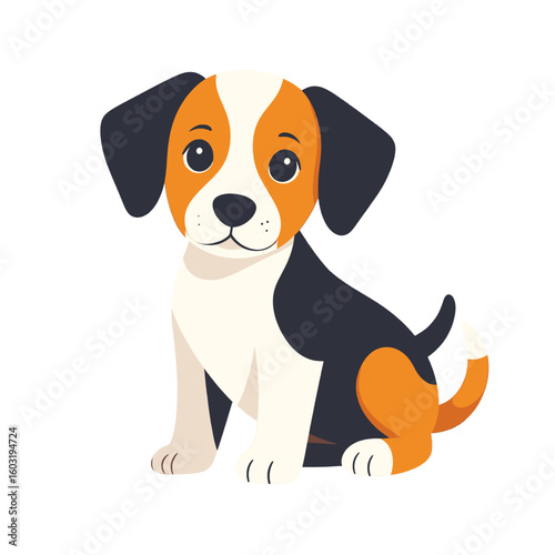 Cute Sitting Beagle Puppy Illustration
