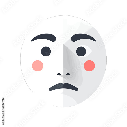 Half Face Sad Emoticon Illustration
