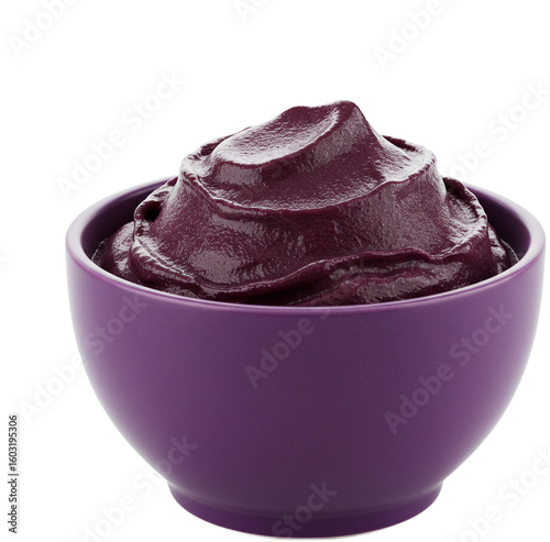 Açaí bowl presenting a healthy and vibrant dessert option. Cup of açaí from the Amazon palm tree.