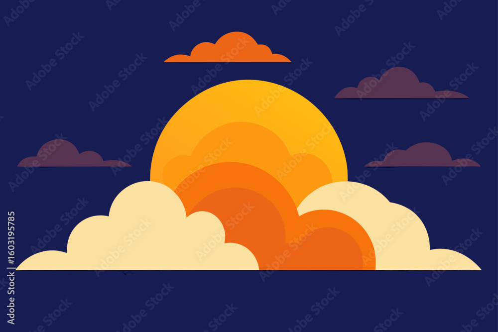 Obraz premium evening sun behind rolling clouds