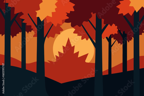 evening light through maple trees