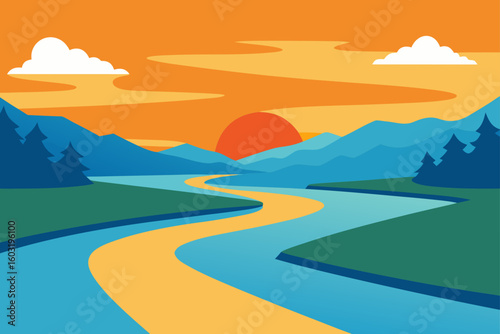 river shining in afternoon light