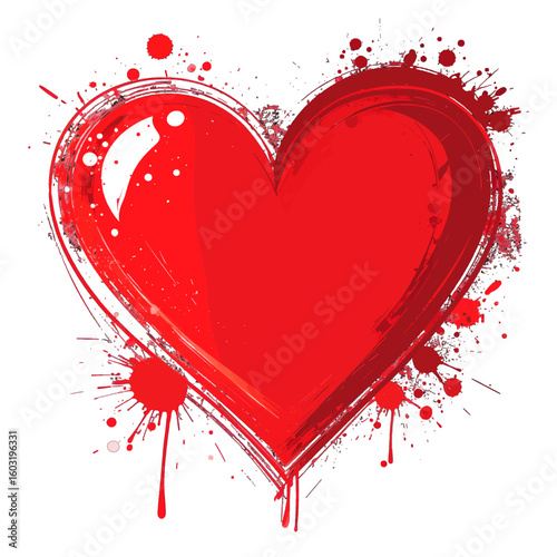 Red Heart Graphic Design With Splatter Effect
