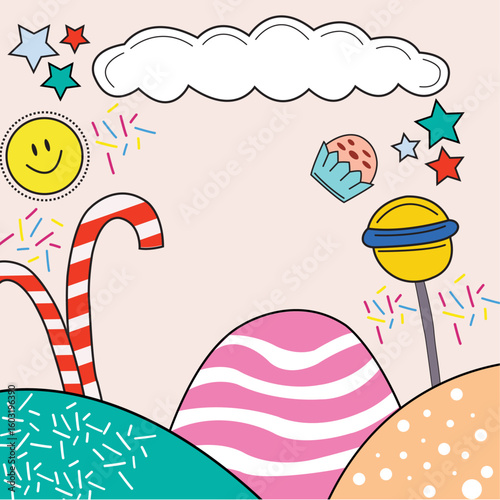 Sweet candy with cupcake for photo background
