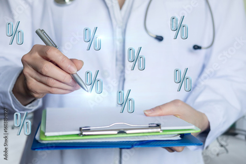 Doctor analyzing data and statistics in healthcare.