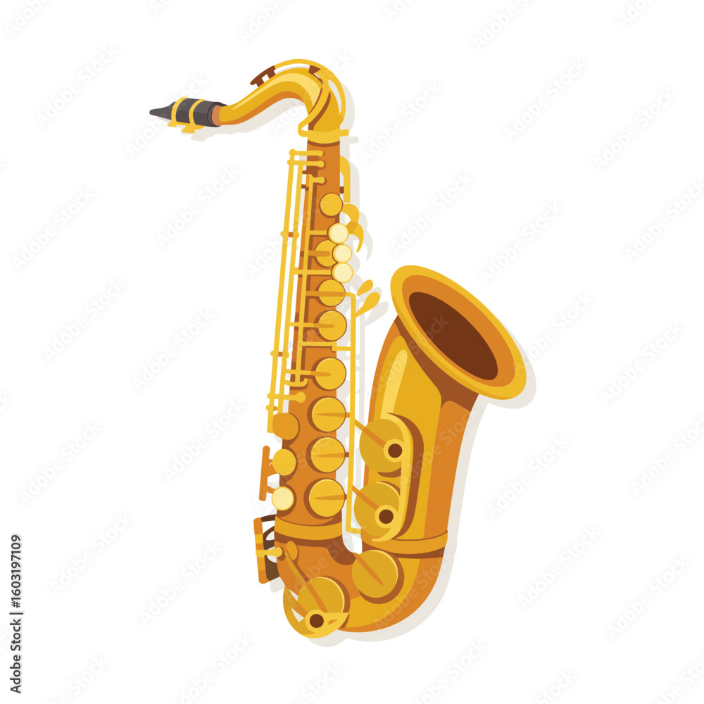 Naklejka premium Golden saxophone musical instrument illustration