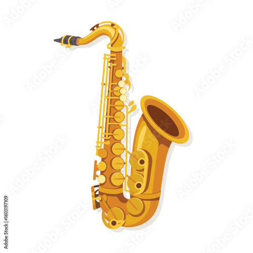 Golden saxophone musical instrument illustration