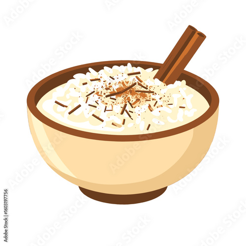 Creamy Rice Pudding in Bowl with Cinnamon