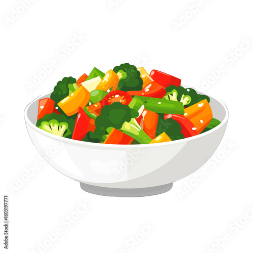 Colorful Mixed Vegetable Dish In White Bowl