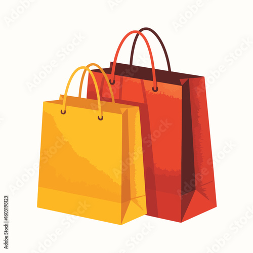 Two colorful shopping bags one yellow and one red