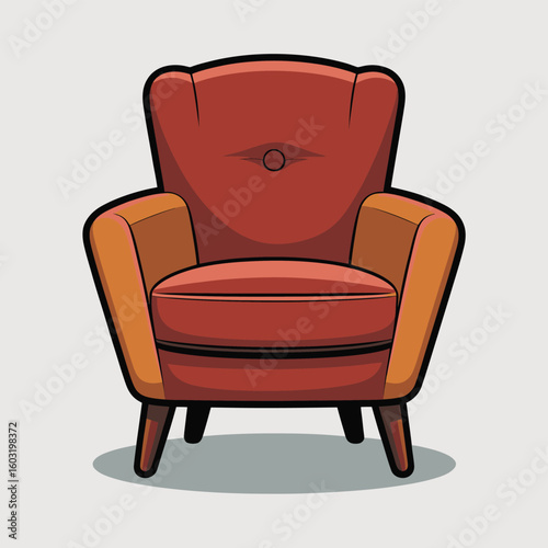 Comfortable orange and red wingback armchair illustration